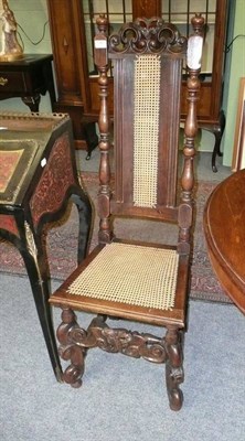 Lot 595 - Three 17th Century style cane seated and backed chairs (3)