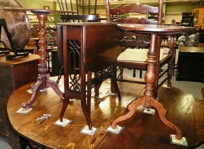 Lot 640 - Sutherland table and two tripod tables