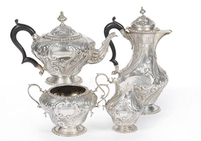 Lot 467 - A Victorian Four Piece Teaset, Job Frank Hall, London 1893, in 18th century style, each piece...