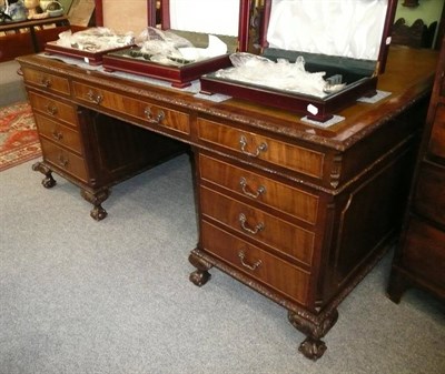 Lot 689 - 1930's mahogany partner's desk