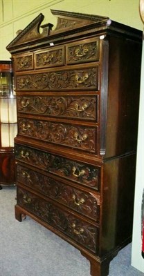 Lot 695 - Georgian Mahogany chest on chest (later carved)