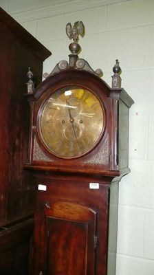 Lot 698 - Mahogany longcase clock with an engraved circular brass dial