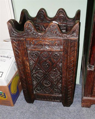 Lot 702 - Carved oak stick stand