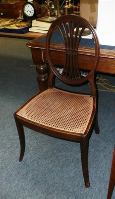 Lot 704 - Pair of chairs with cane seats, std lamp and a mirror