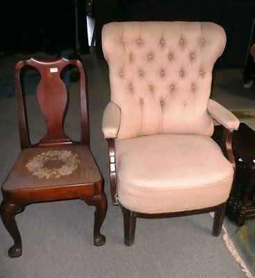 Lot 710 - 18th century walnut side chair and a 19th century gents wing chair