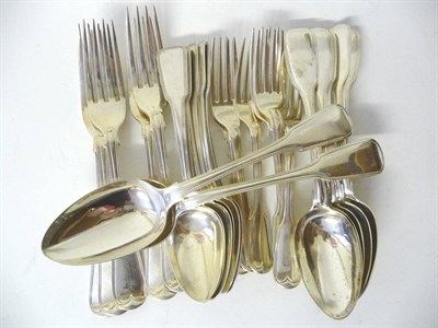 Lot 476 - A Composite Service of Fiddle and Thread Pattern Flatware, 19th century; comprising five table...