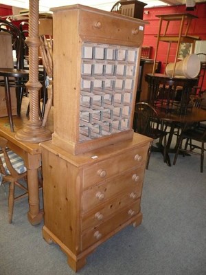 Lot 743 - Chest of drawers and a pine wine rack