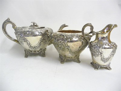 Lot 479 - An Early Victorian Three-Piece Teaset, Robb & Whittet, Edinburgh 1843, comprising cushion shape...