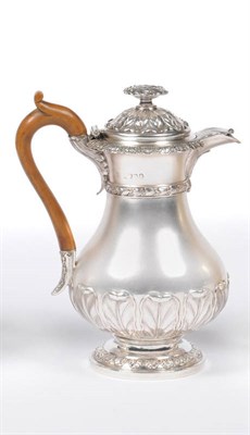 Lot 480 - A George IV Pedestal Coffee Pot, Rebecca Emes & Edward Barnard, London 1822, of baluster shape, the