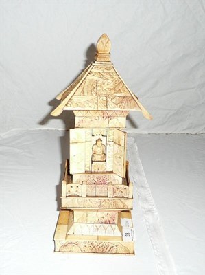 Lot 23 - A carved ivory Indian temple house