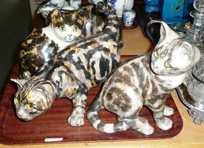 Lot 30 - Four Winstanley Pottery cats with 'Cathedral' glass eyes