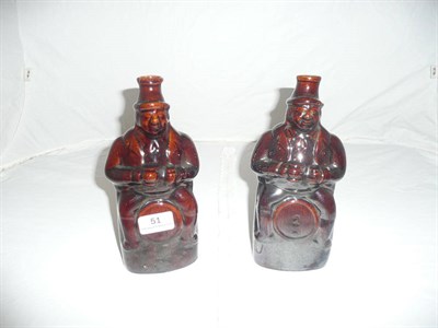 Lot 51 - Two treacle glaze gin flasks