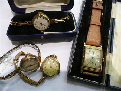 Lot 74 - Three ladies' wristwatches and a gentleman's wristwatch