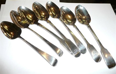 Lot 90 - Seven various 18th century silver tablespoons, various dates and makers