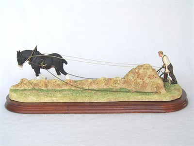 Lot 201 - A Border Fine Arts Working Horse group 'Clean Sweep', gold edition, model No. B0591 by Ray...