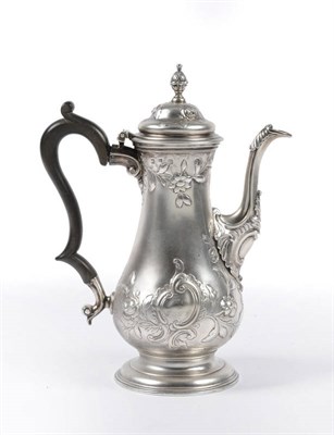 Lot 507 - A George III Coffee Pot, Whipham & Wright, London 1763, the moulded circular foot rising to a...