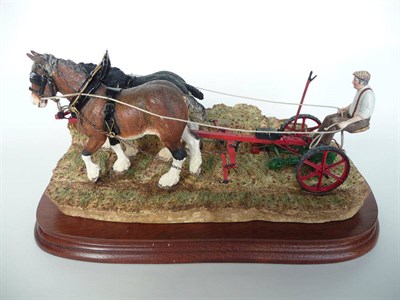 Lot 213 - A Border Fine Arts Heavy Horse group 'Hay Cutting Starts Today', gold edition, model No. B0405A...