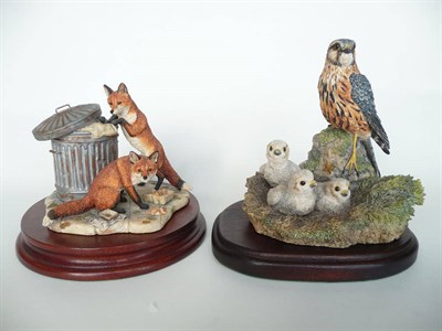 Lot 225 - Two Border Fine Arts groups 'Merlin and Chicks', model No. RB36 by Ray Ayres, 17.2cm high on...