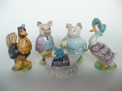 Lot 237 - Five Beswick Beatrix Potter figures 'Pigling Bland'; 'Little Pig Robinson'; 'Jemima...