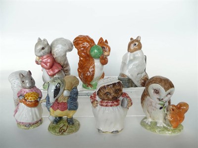 Lot 239 - Seven Beswick Beatrix Potter figures 'Tommy Brock'; 'Timmy Tiptoes'; 'Goody Tiptoes'; 'Old Mr...