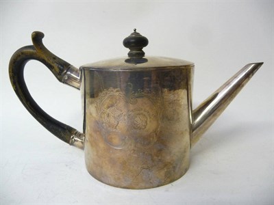 Lot 511 - A George III Teapot, maker's mark IG, Edinburgh 1776, cylindrical with tapering spout, the...