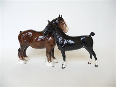 Lot 276 - A Beswick Black Hackney Horse 'Black Magic of Nork', model No. 1361, 19.7cm high and a Beswick...