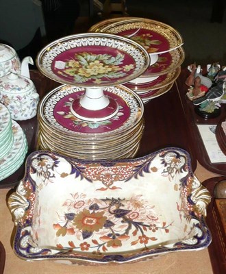 Lot 295 - Derby "Imari" dish and a 19th century dessert service