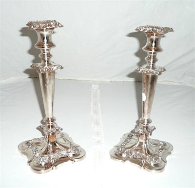 Lot 296 - A pair of Old Sheffield Plate candlesticks