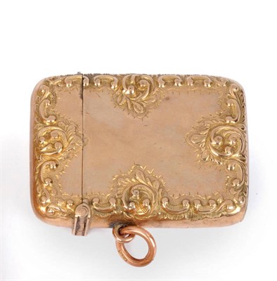 Lot 517 - A Victorian 9ct Gold Vesta Case, H Matthews, Birmingham 1898, of serpentine rounded rectangular...