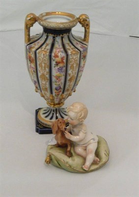 Lot 326 - Capo di Monte figure and a Continental hand painted floral vase