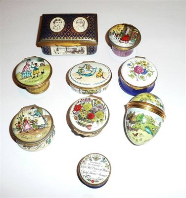 Lot 347 - Nine various Halcyon Days enamel boxes