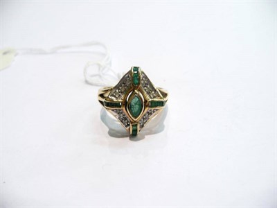 Lot 350 - A 9 carat gold emerald and diamond ring