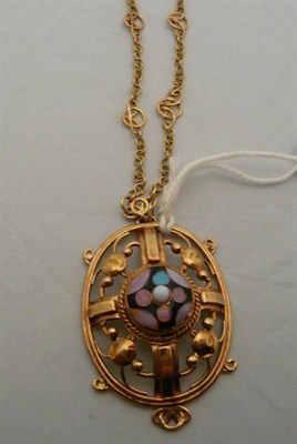 Lot 391 - Enamelled pendant on chain