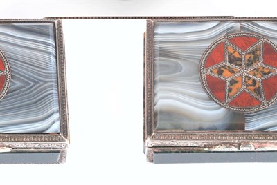 Lot 526 - A Victorian Scottish Hardstone Inlaid Vinaigrette, Edinburgh 1861, rectangular, the lid inlaid...