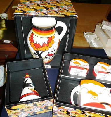 Lot 427 - Three boxed Wedgwood limited edition Clarice Cliff pieces "Lightning Conical Sugar", "Blue...