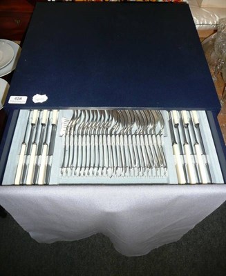 Lot 428 - A silver canteen, stamped R & B, Sheffield C, all in Old English pattern comprising 12 table forks