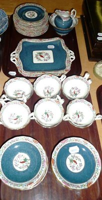 Lot 432 - A Royal Worcester 'Old Worcester Parrot' tea service comprising twelve cups and saucers, sugar...