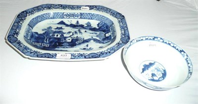 Lot 433 - 18th/19th century Chinese meat plate and a 19th century Chinese bowl