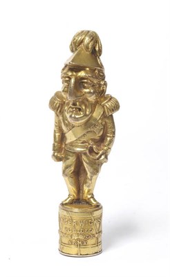 Lot 531 - A Silver Gilt Desk Seal, unmarked, circa 1820-40, modelled as a caricature of the Duke of...