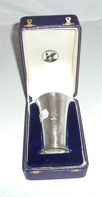 Lot 481 - A cased Asprey limited edition silver commemorative beaker, 'Man in Space 1969'