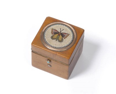 Lot 535 - A Fruitwood and Micro-Mosaic Inlaid Square Trinket Box, early 19th century, the lid centred by...