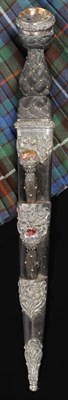 Lot 540 - A Victorian Scottish Officer's Dirk Set, with scallop back blade with broad and narrow fullers,...