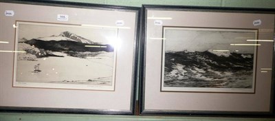 Lot 555 - Two Norman Wilkinson  Black and white etchings