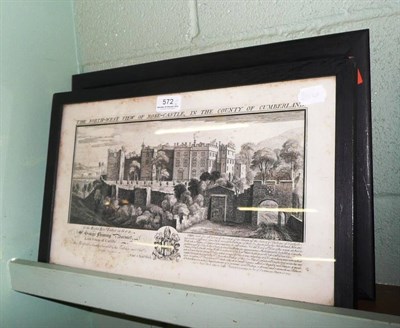 Lot 572 - Four framed engravings of castles