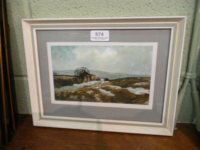 Lot 574 - Joseph Pighills, moorland barn, watercolour