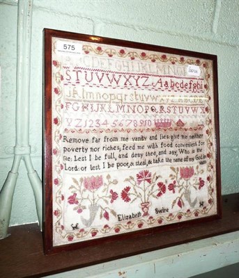 Lot 575 - A framed alphabet sampler, Elizabeth Swire