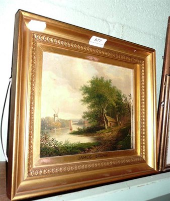 Lot 577 - Follower of James Stark - Riverscape, gilt framed oil