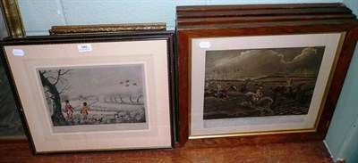 Lot 580 - Set of four rosewood framed hunting prints and a pair of shooting prints