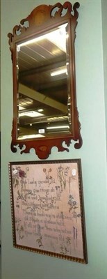 Lot 591 - Georgian-style mirror, needlework picture