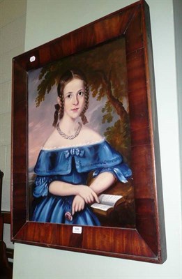 Lot 599 - Portrait of a lady mounted in a mahogany frame